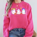 Small Crunchberry Bright Pink Neon Ghosts Halloween Checkered Retro Vintage Spooky Costume Fall Graphic Sweatshirt