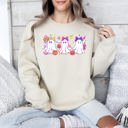 Small Sand Neon Ghosts Halloween Checkered Retro Vintage Spooky Costume Fall Graphic Sweatshirt