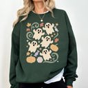 Small Forest Green Vintage Ghosts Floral Halloween Retro Spooky Neon Patchwork Nightfall Graphic Sweatshirt