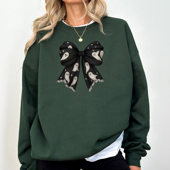 Halloween Bow Coquette Minimalist Retro Vintage Spooky Costume Fall Graphic Sweatshirt