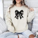 XL Sand Halloween Bow Coquette Minimalist Retro Vintage Spooky Costume Fall Graphic Sweatshirt