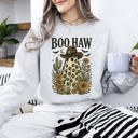 Medium Ash Light Gray Boo Haw Cowboy Ghost Western Halloween Retro Vintage Spooky Costume Fall Graphic Sweatshirt