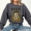 XXL Dark Gray Heather Boo Haw Cowboy Ghost Western Halloween Retro Vintage Spooky Costume Fall Graphic Sweatshirt