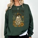 Small Forest Green Boo Haw Cowboy Ghost Western Halloween Retro Vintage Spooky Costume Fall Graphic Sweatshirt