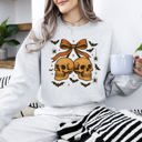  Skull Bow Coquette Bats Ghost Western Halloween Retro Vintage Spooky Graphic Sweatshirt