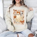 XXL Sand Coquette Ghost Bow Lace Pumpkin Halloween Retro Vintage Spooky Costume Fall Graphic Sweatshirt