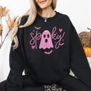  Pink Neon Ghost Halloween Retro Vintage Spooky Collector's Edition Graphic Sweatshirt
