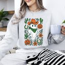 Medium Ash Light Gray Western Ghost Cowboy Pumpkin Halloween Retro Vintage Spooky Costume Fall Graphic Sweatshirt