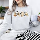 Small Ash Light Gray Reading Mini Ghosts Pink Neon Book Lover Halloween Retro Vintage Spooky Graphic Sweatshirt