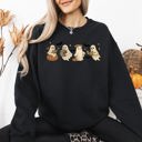 Small Black Reading Mini Ghosts Pink Neon Book Lover Halloween Retro Vintage Spooky Graphic Sweatshirt