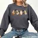 Medium Dark Gray Heather Reading Mini Ghosts Pink Neon Book Lover Halloween Retro Vintage Spooky Graphic Sweatshirt
