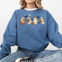 Medium Indigo Blue Reading Mini Ghosts Pink Neon Book Lover Halloween Retro Vintage Spooky Graphic Sweatshirt