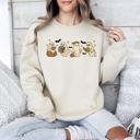 XXL Sand Reading Mini Ghosts Pink Neon Book Lover Halloween Retro Vintage Spooky Graphic Sweatshirt