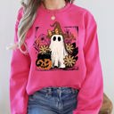 XL Crunchberry Bright Pink Pink Neon Ghost Witch Bow Pumpkin Floral Coquette Retro Halloween Graphic Sweatshirt