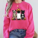XXXL Crunchberry Bright Pink Funny Halloween Cats Retro Ghost Pumpkin Vintage Nostalgic Spooky Season Graphic Sweatshirt