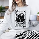 Small Ash Light Gray Halloween Witches Vintage Ghost Pumpkin Retro Spooky Season Cozy Graphic Sweatshirt