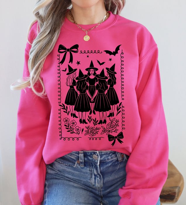 Halloween Witches Vintage Ghost Pumpkin Retro Spooky Season Cozy Graphic Sweatshirt