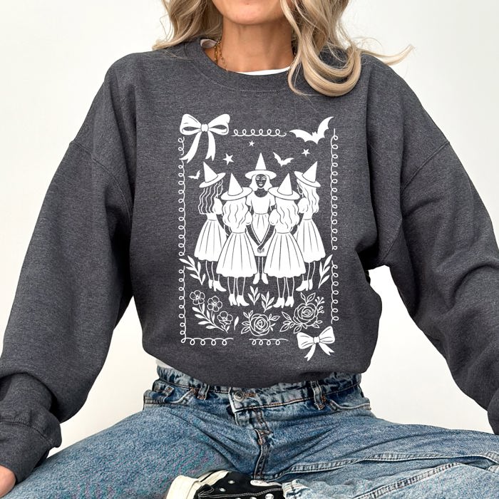 Halloween Witches Vintage Ghost Pumpkin Retro Spooky Season Cozy Graphic Sweatshirt