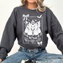 Large Dark Gray Heather Halloween Witches Vintage Ghost Pumpkin Retro Spooky Season Cozy Graphic Sweatshirt