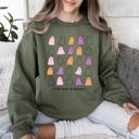 Medium Military Green Too Cute To Spook Mini Ghosts Halloween Vintage Pumpkin Retro Spooky Fall Graphic Sweatshirt