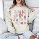 XL Sand Too Cute To Spook Mini Ghosts Halloween Vintage Pumpkin Retro Spooky Fall Graphic Sweatshirt