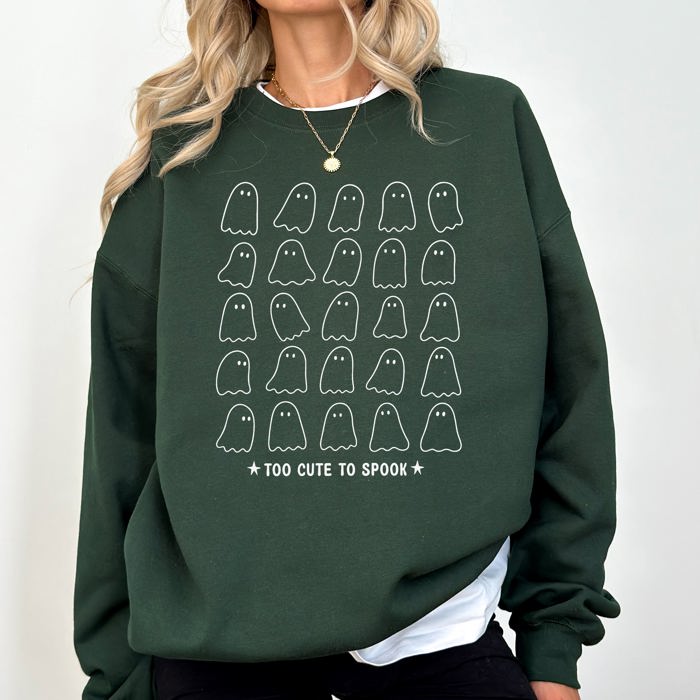 Too Cute To Spook Mini Ghosts Halloween Vintage Pumpkin Retro Spooky Fall Graphic Sweatshirt