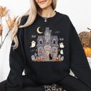 Medium Black Haunted Book Store Ghost Halloween Vintage Pumpkin Retro Spooky Graphic Sweatshirt