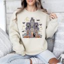 Small Sand Haunted Book Store Ghost Halloween Vintage Pumpkin Retro Spooky Graphic Sweatshirt