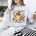 Large Ash Light Gray Boujee Ghost Fancy Halloween Vintage Pumpkin Retro Spooky Costume Fall Graphic Sweatshirt