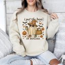Large Sand Boujee Ghost Fancy Halloween Vintage Pumpkin Retro Spooky Costume Fall Graphic Sweatshirt