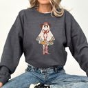  Cute Cowgirl Ghost Halloween Western Vintage Pumpkin Spooky Retro Graphic Sweatshirt