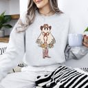 XXL Ash Light Gray Cute Cowgirl Ghost Halloween Western Vintage Pumpkin Spooky Retro Graphic Sweatshirt