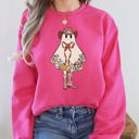 Small Crunchberry Bright Pink Cute Cowgirl Ghost Halloween Western Vintage Pumpkin Spooky Retro Graphic Sweatshirt