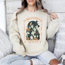 Small Sand Purranormal Cativity Vintage Ghost Cowgirl Halloween Pumpkin Retro Spooky Graphic Sweatshirt