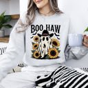 XXXL Ash Light Gray Boo Haw, Cowboy Ghost Halloween Western Sunflowers Vintage Pumpkin Retro Spooky Graphic Sweatshirt