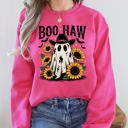 XXL Crunchberry Bright Pink Boo Haw, Cowboy Ghost Halloween Western Sunflowers Vintage Pumpkin Retro Spooky Graphic Sweatshirt