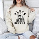  Never Better Cowboy Ghost Halloween Western Vintage Pumpkin Skeleton Retro Fall Graphic Sweatshirt