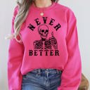XXL Crunchberry Bright Pink Never Better Cowboy Ghost Halloween Western Vintage Pumpkin Skeleton Retro Fall Graphic Sweatshirt