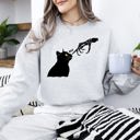  Boop Cat Skeleton Ghost Halloween Western Vintage Pumpkin Retro Spooky Graphic Sweatshirt