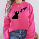 Small Crunchberry Bright Pink Boop Cat Skeleton Ghost Halloween Western Vintage Pumpkin Retro Spooky Graphic Sweatshirt