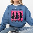 Medium Indigo Blue What If The Anxious Skeleton Ghost Western Vintage Pumpkin Cowgirl Spooky Graphic Sweatshirt