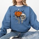  What If The Anxious Skeleton Ghost Western Vintage Halloween Spooky Graphic Sweatshirt