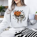Medium Ash Light Gray What If The Anxious Skeleton Ghost Western Vintage Halloween Spooky Graphic Sweatshirt