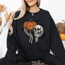 Large Black What If The Anxious Skeleton Ghost Western Vintage Halloween Spooky Graphic Sweatshirt