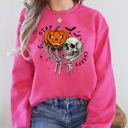 Medium Crunchberry Bright Pink What If The Anxious Skeleton Ghost Western Vintage Halloween Spooky Graphic Sweatshirt