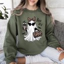  Fancy Boujee Ghost Halloween Bow Coquette Western Vintage Pumpkin Retro Spooky Graphic Sweatshirt