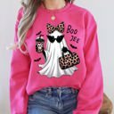 Medium Crunchberry Bright Pink Fancy Boujee Ghost Halloween Bow Coquette Western Vintage Pumpkin Retro Spooky Graphic Sweatshirt
