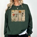 XXXL Forest Green Vintage Newspaper Ghost Halloween Book Cat Western Pumpkin Retro Spooky Costume Fall Graphic Sweatshirt