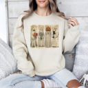 XXXL Sand Vintage Newspaper Ghost Halloween Book Cat Western Pumpkin Retro Spooky Costume Fall Graphic Sweatshirt