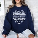 XXL Navy Before You Gossip Fish To Fry Dirty Sassy Unapologetic Sarcastic Statement Sweatshirt